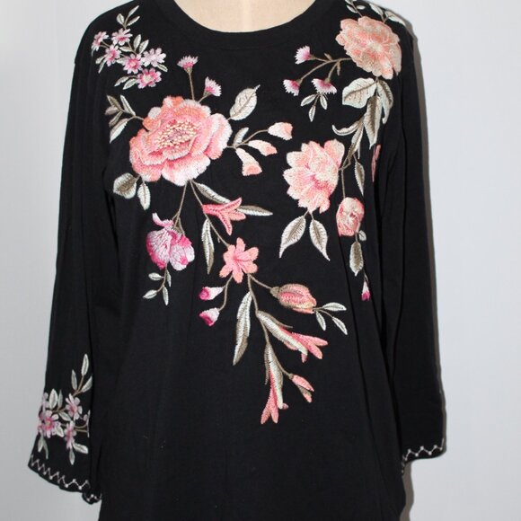 NWT Johnny Was Biya JWLA 3J Workshop Embroidered Vienna Kimono Sleeve Top Tee - Picture 3 of 7